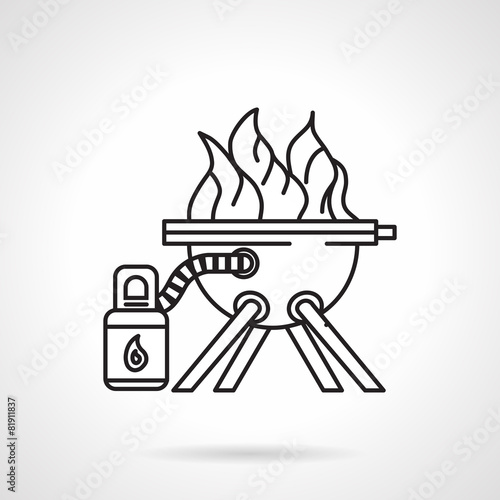 Barbecue equipment black line vector icon