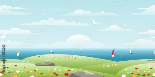 Sea landscape with sails