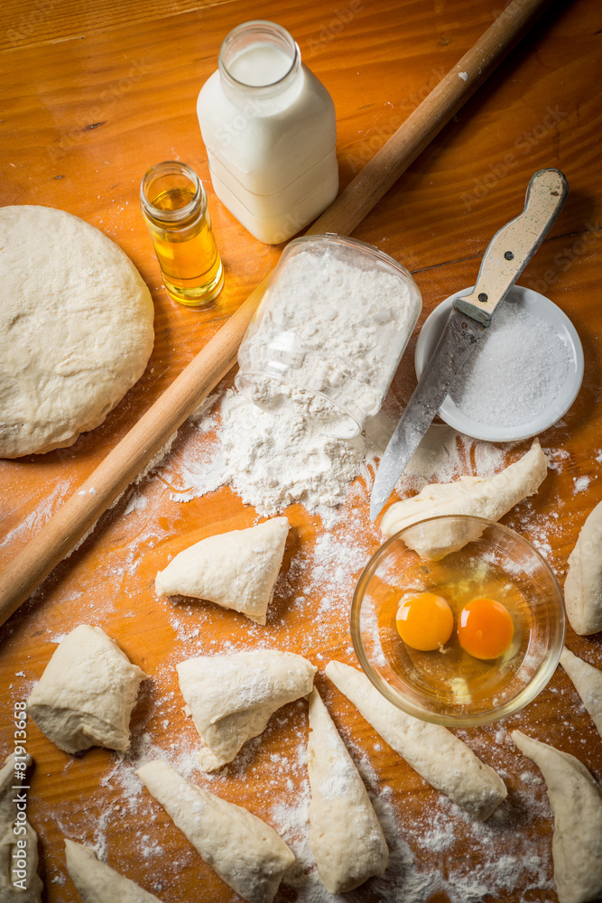 Fototapeta premium Fresh baked dough for bread or rolls
