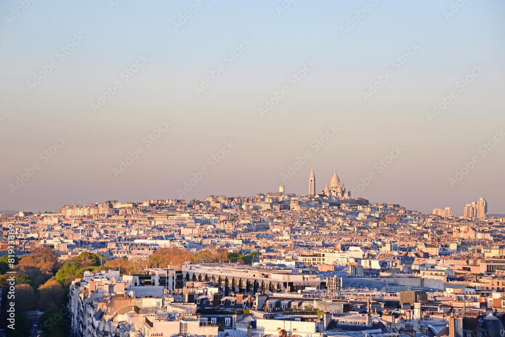 panoramic view of Montmartre, Paris, France