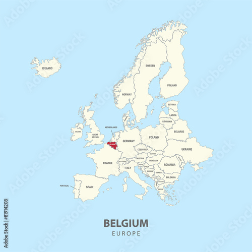 BELGIUM MAP flat design illustration vector