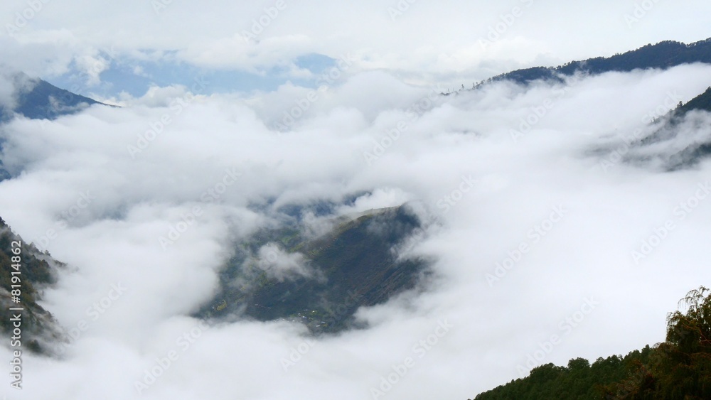 Foggy Himalayas mountains. Nepal Foggy Himalayas mountains. Nepal