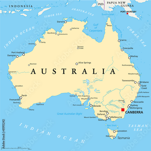 Fototapeta Naklejka Na Ścianę i Meble -  Australia Political Map