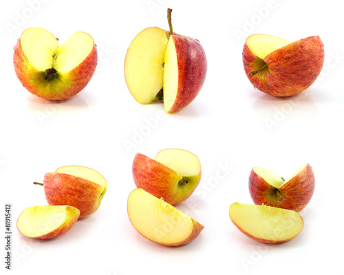 red apple collage isolated on white background