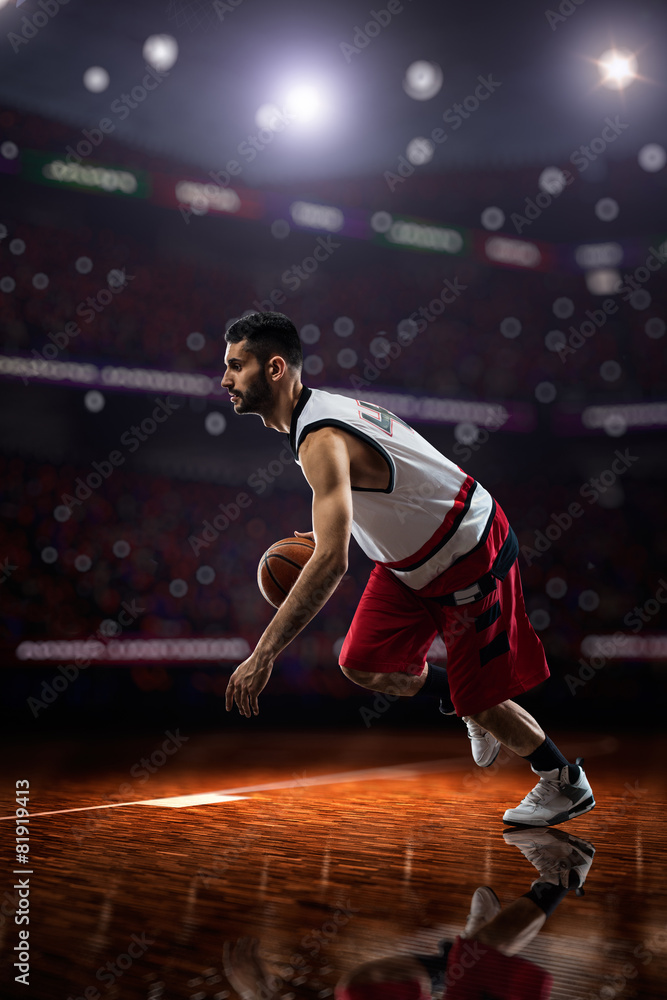 Fototapeta premium red Basketball player in action