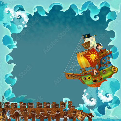 Cartoon marine frame - illustration for the children