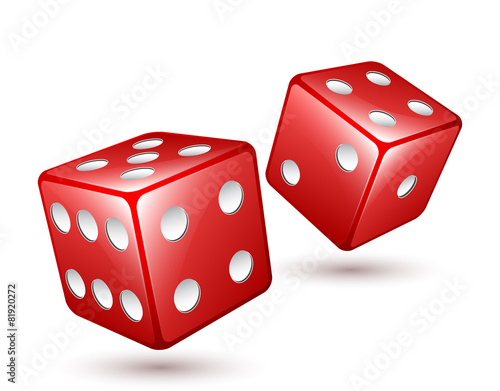 Two red dices vector illustration