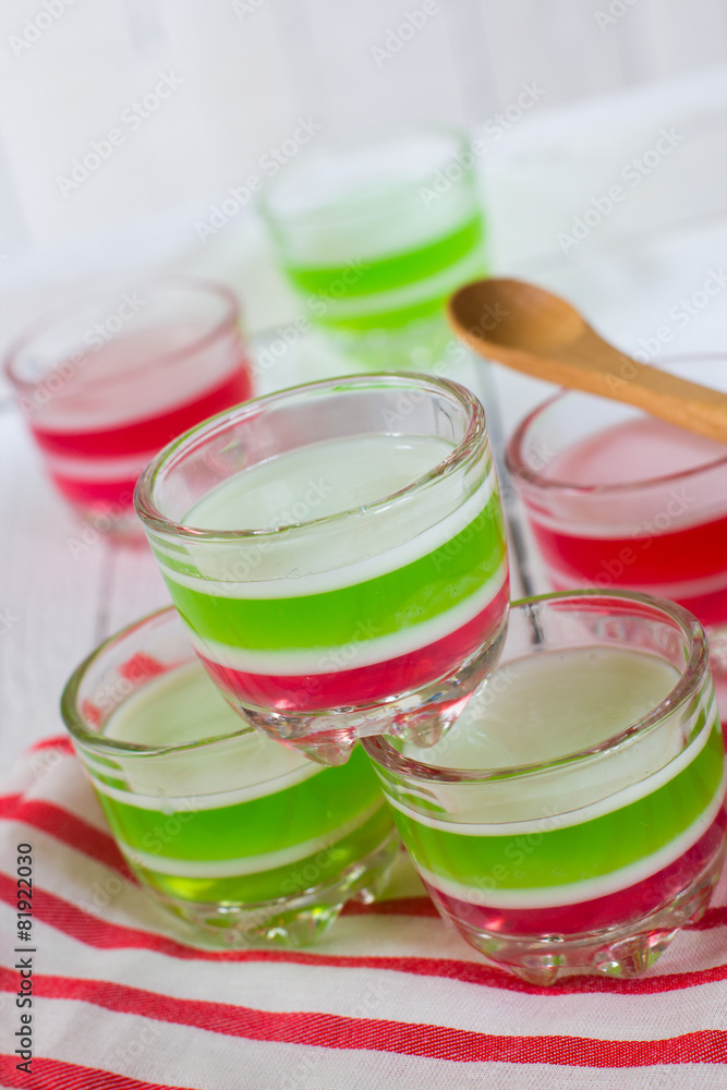 Thai style dessert-Coconut and juice jelly Thai style dessert-Coconut and juice jelly