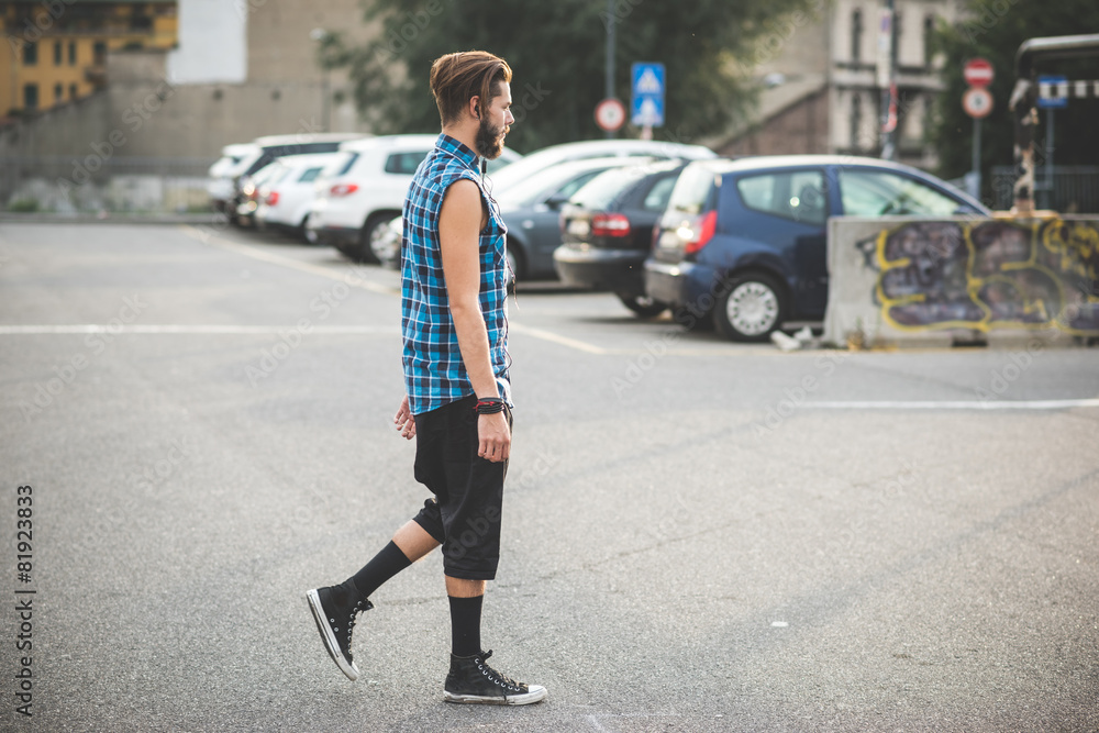 young handsome bearded hipster man