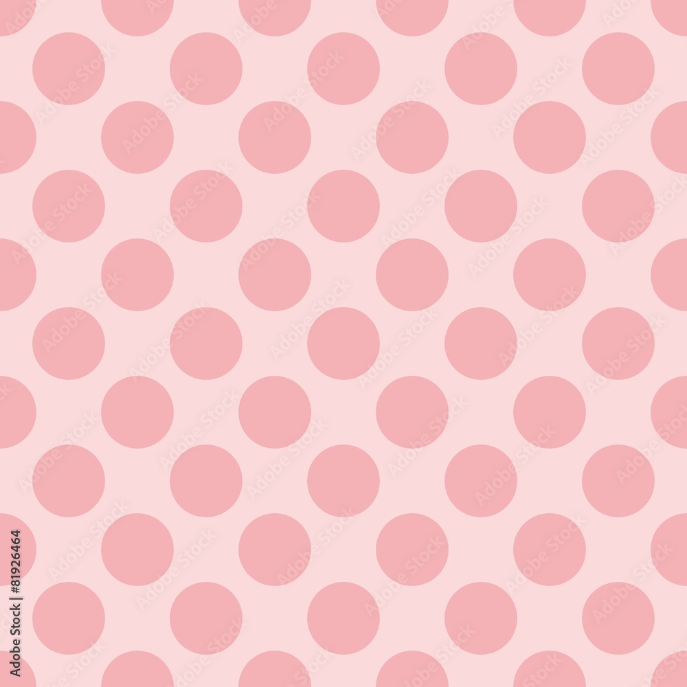 Tile vector pastel pattern with polka dots on pink background
