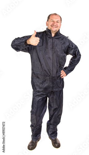 Worker in black workwear.