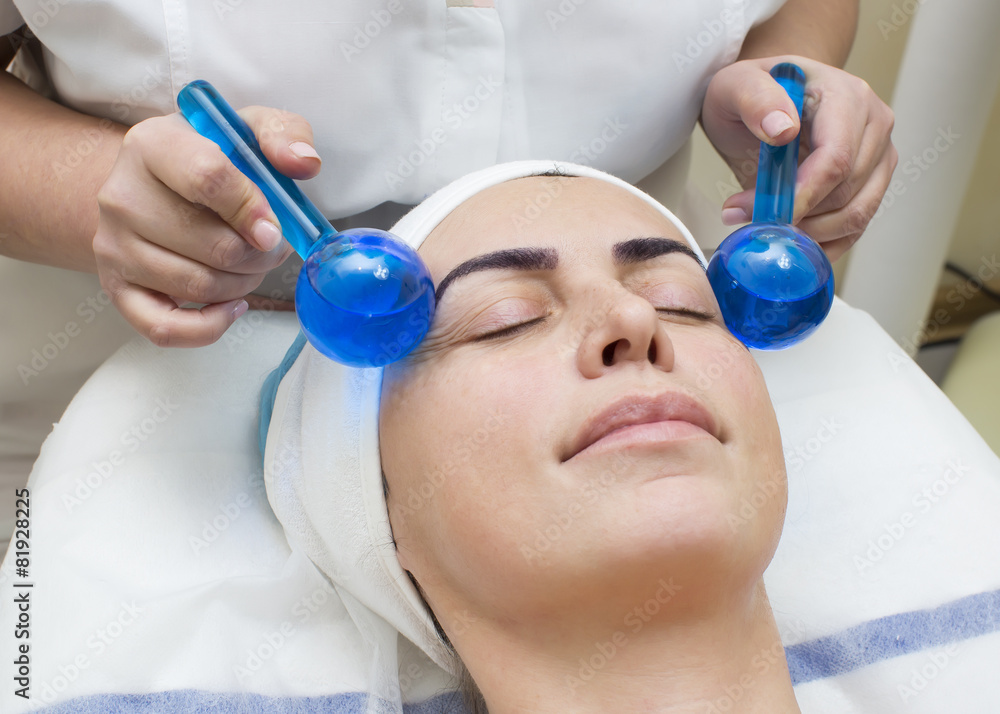 Naklejka premium massage and facial peels at the salon cosmetics