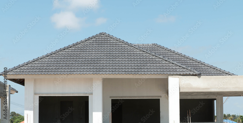 Architectural detail of metal roofing on commercial construction Architectural detail of metal roofing on commercial construction