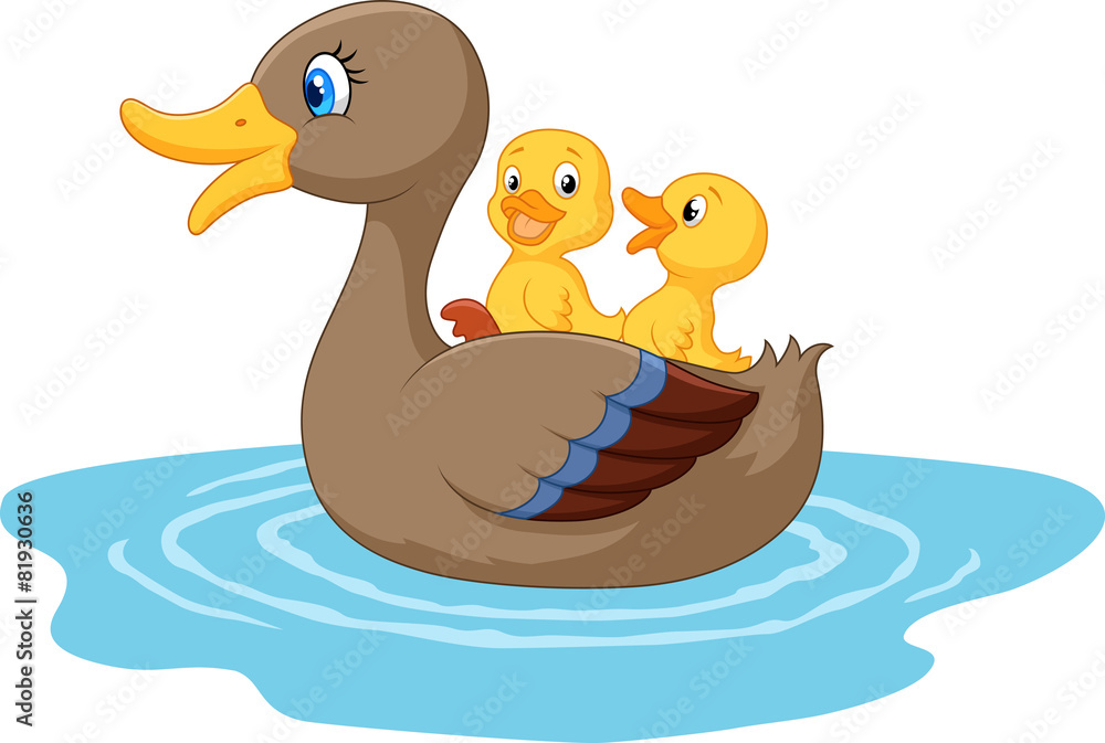 Cartoon ducks on the pond Cartoon ducks on the pond