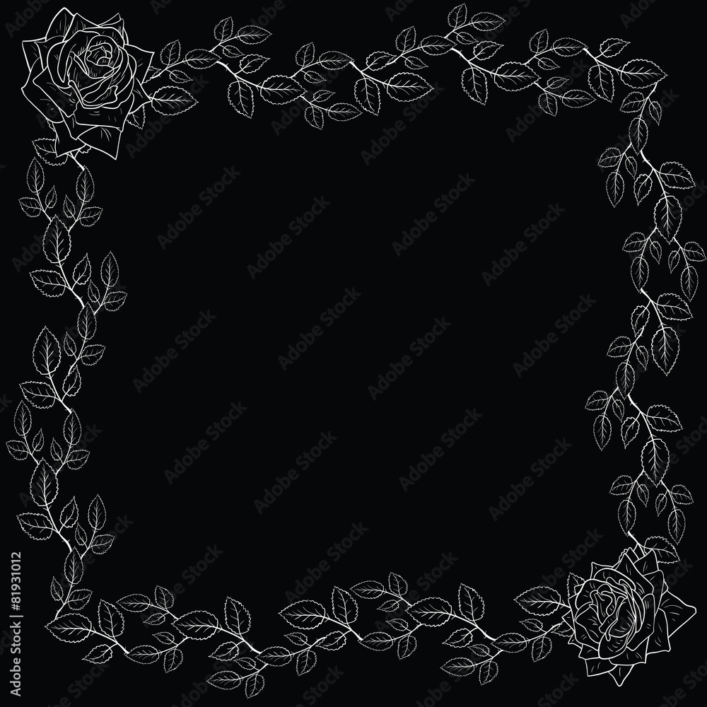 floral frame with roses and leaves floral frame with roses and leaves