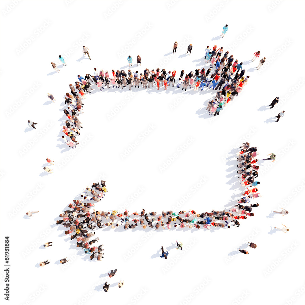 People in the form of arrows. People in the form of arrows.