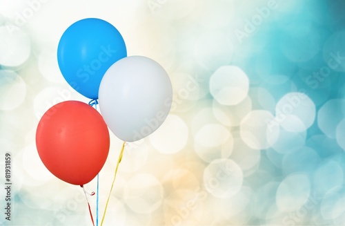 Balloon. Red, White and Blue Helium Balloons - Isolated