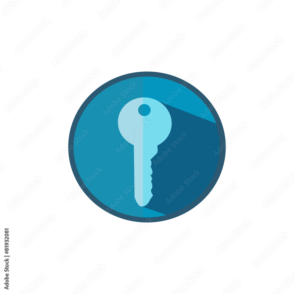 Flat key icon. Isolated from white background Flat key icon. Isolated from white background