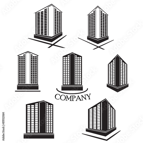 Set of Company building Vector logo and icon