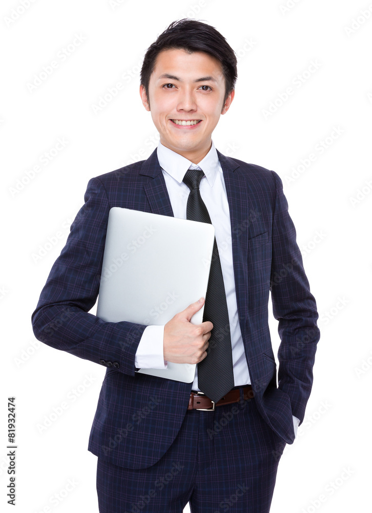 Businessman hold with notebook computer Businessman hold with notebook computer