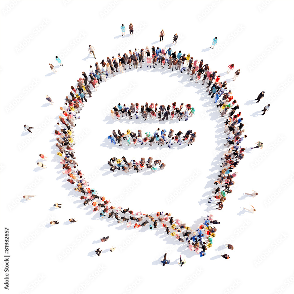 People in the shape of a chat bubble. People in the shape of a chat bubble.