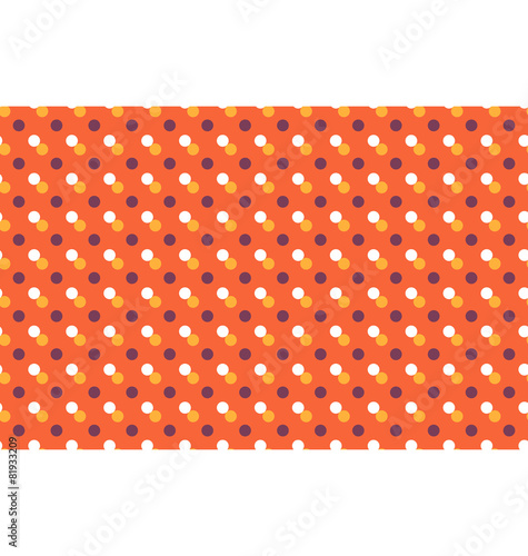 Seamless pattern with multicolored dots isolated on orange backg