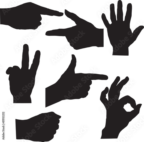 set of silhouette hands