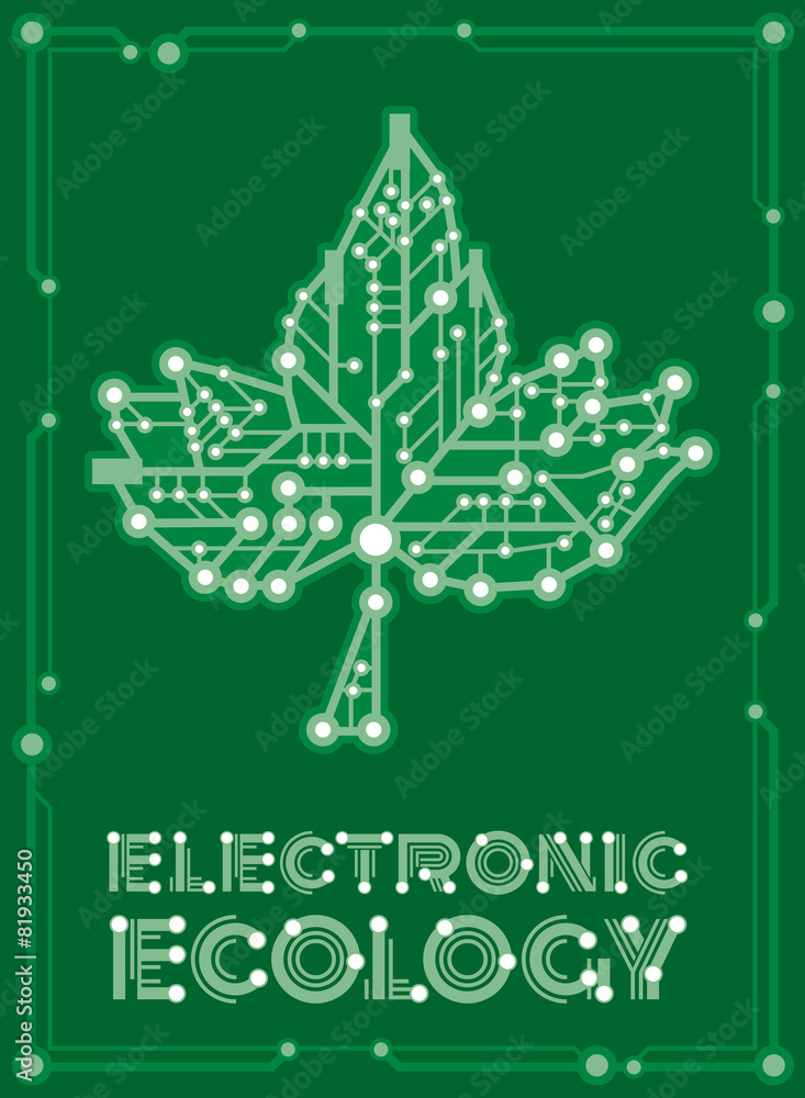 green leaf maple with computer and motherboard elements Stock Vector |  Adobe Stock