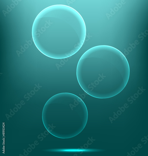 Glassy infographic circles icons on cyan background