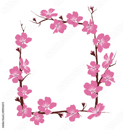 Flowers frame isolated on white background
