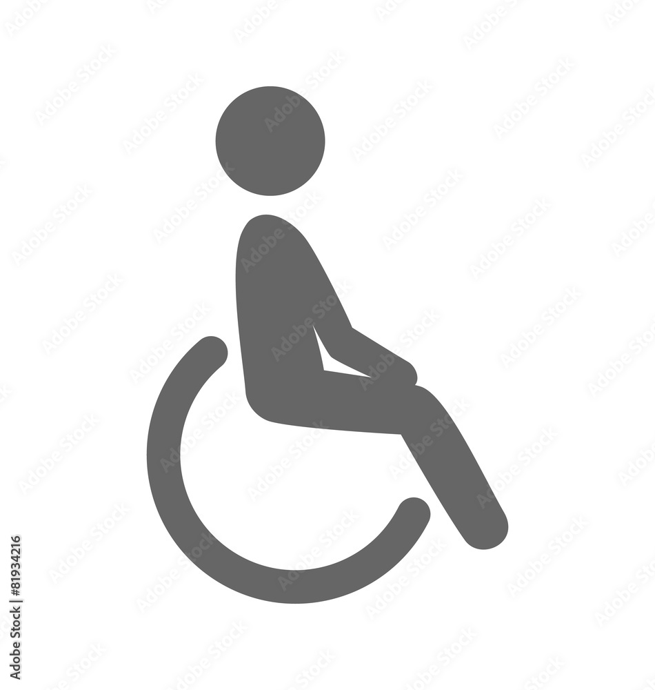 Disability man pictogram flat icon isolated on white background Disability man pictogram flat icon isolated on white background