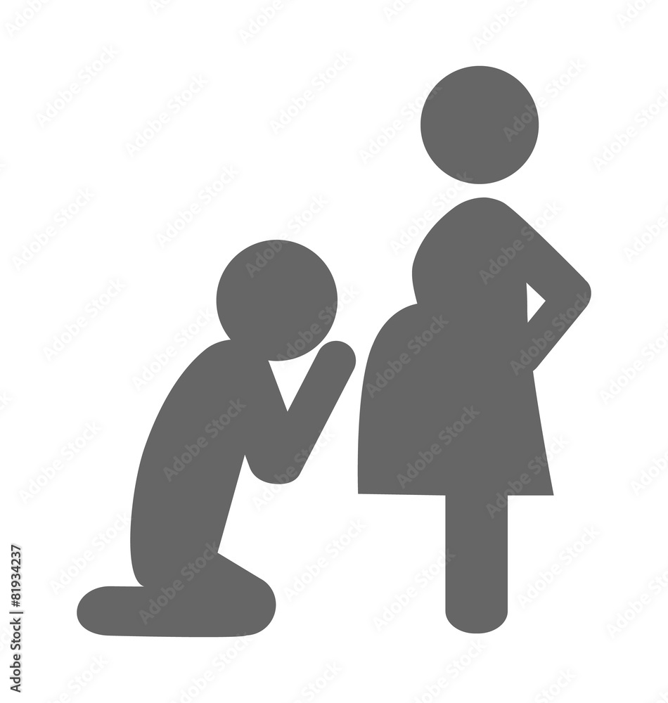 Pregnant woman and her husband pictogram flat icon isolated on w Pregnant woman and her husband pictogram flat icon isolated on w