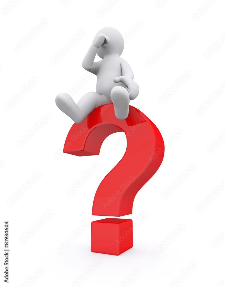 White man with red question mark. White man with red question mark.