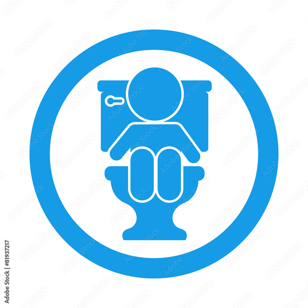 Icono redondo bebe en wc azul Icono redondo bebe en wc azul