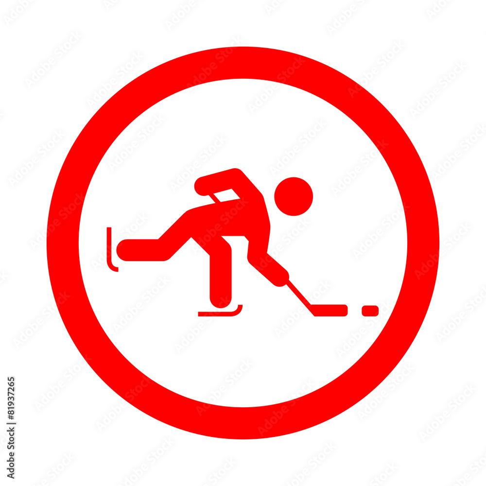 Icono redondo hockey sobre hielo rojo Icono redondo hockey sobre hielo rojo