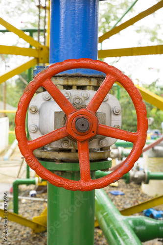 Red Valve on the pipeline