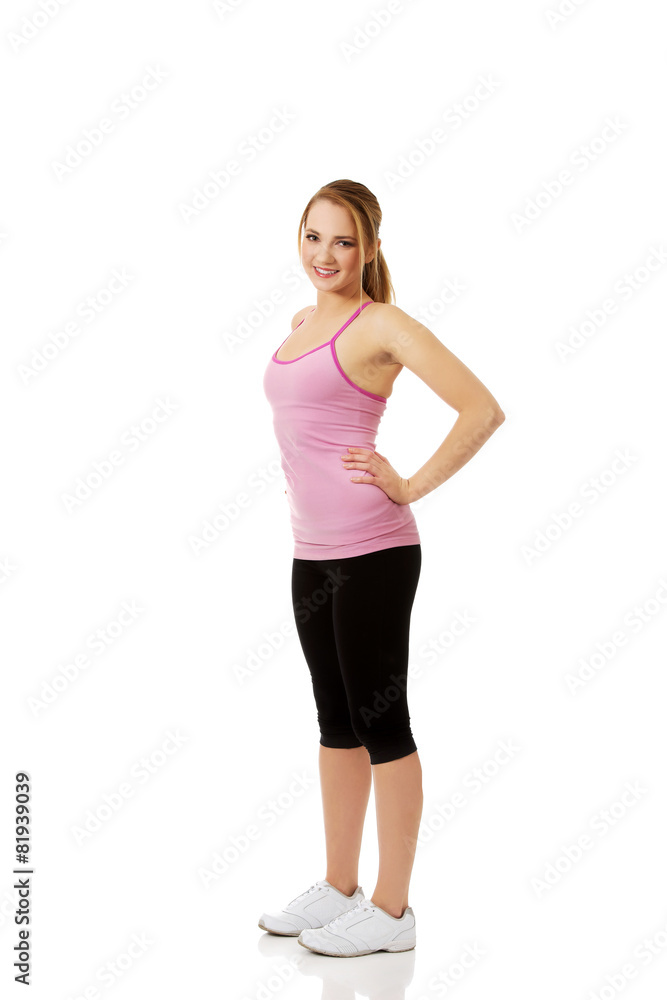 Young woman doing aerobic exercise. Young woman doing aerobic exercise.