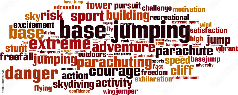 BASE jumping word cloud concept. Vector illustration BASE jumping word cloud concept. Vector illustration
