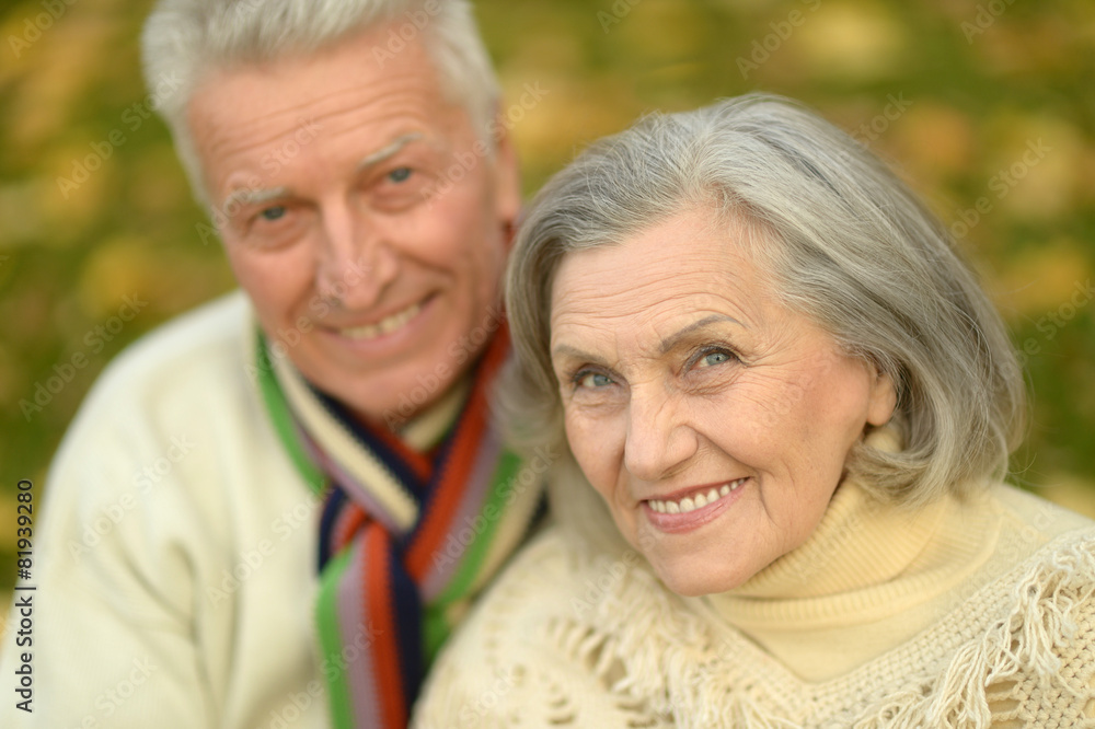 Senior couple in autumn park Senior couple in autumn park