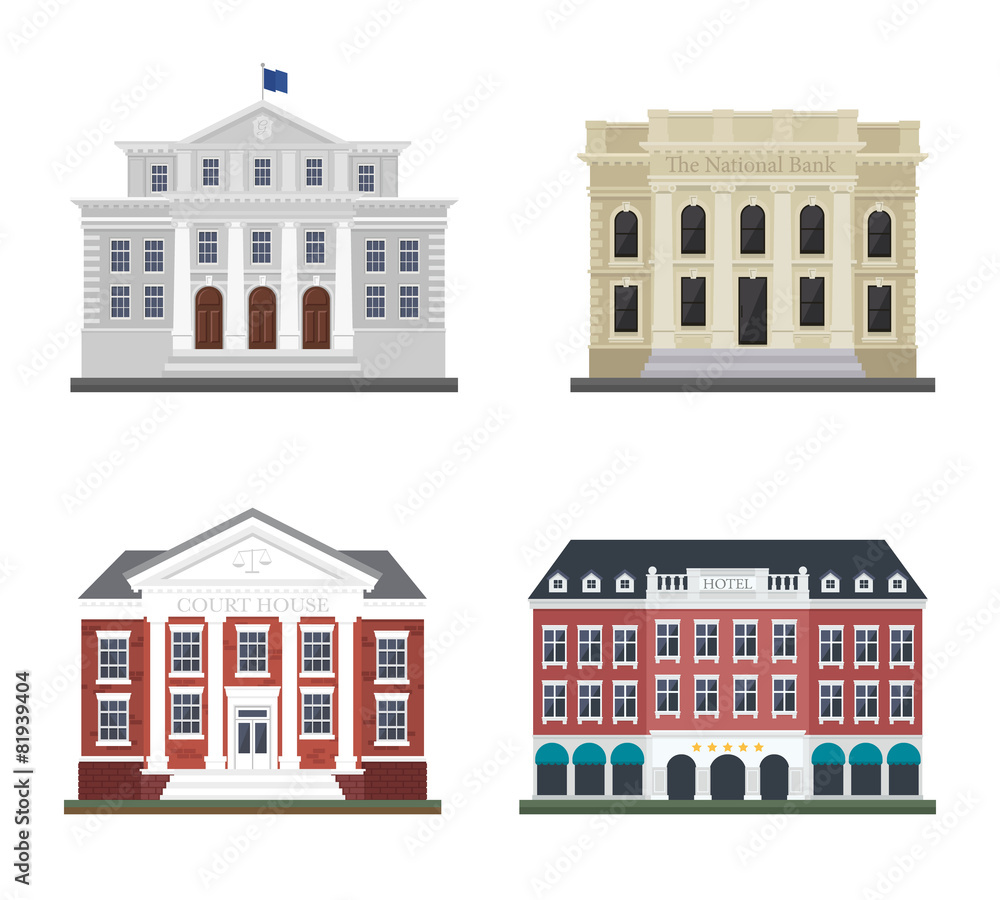 Fototapeta premium Set the city administration building and the hotel.