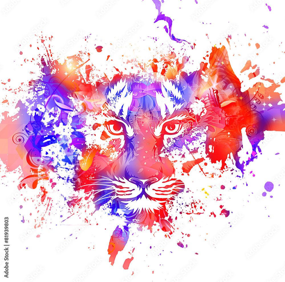 Naklejka яркий абстрактный фон с тигром