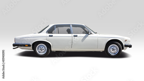 British premium classic car side view isolated on white