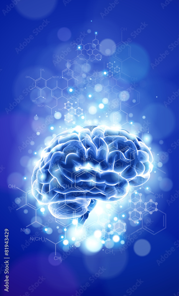 brain - blue technology concept