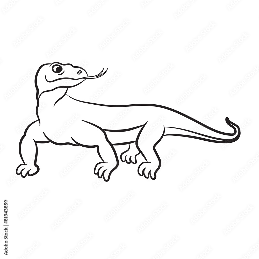 Outlined varan (komodo dragon) vector illustration Outlined varan (komodo dragon) vector illustration