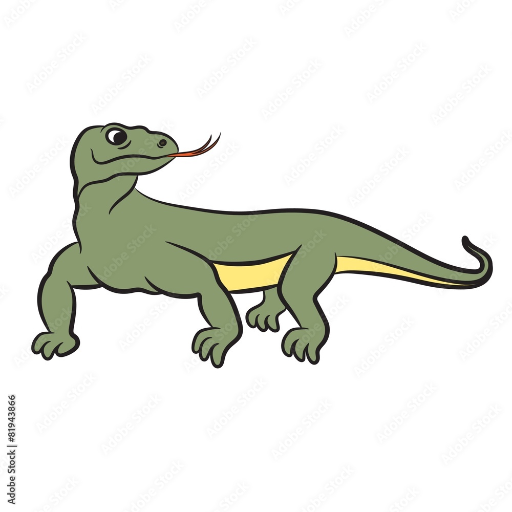 Fototapeta premium Outlined varan (komodo dragon) vector illustration