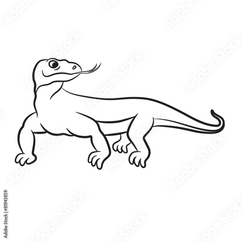 Outlined varan (komodo dragon) vector illustration