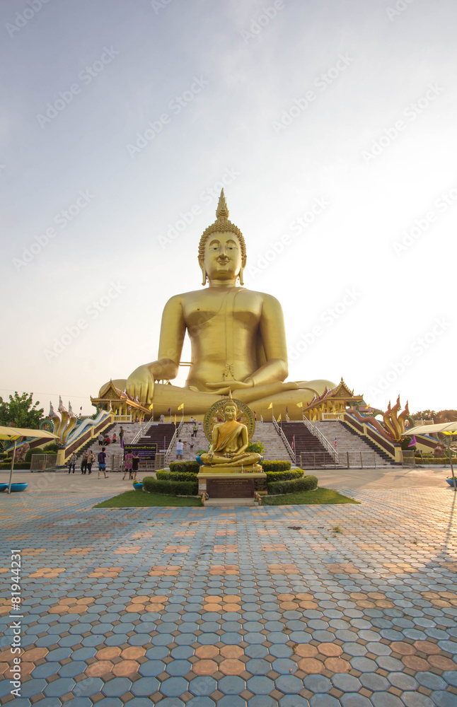 ANGTHONG, THAILAND - April 13: Wat Muang temple in the Songkran ANGTHONG, THAILAND - April 13: Wat Muang temple in the Songkran
