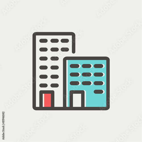 Office buildings thin line icon