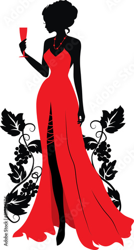 Silhouette of woman with wineglass