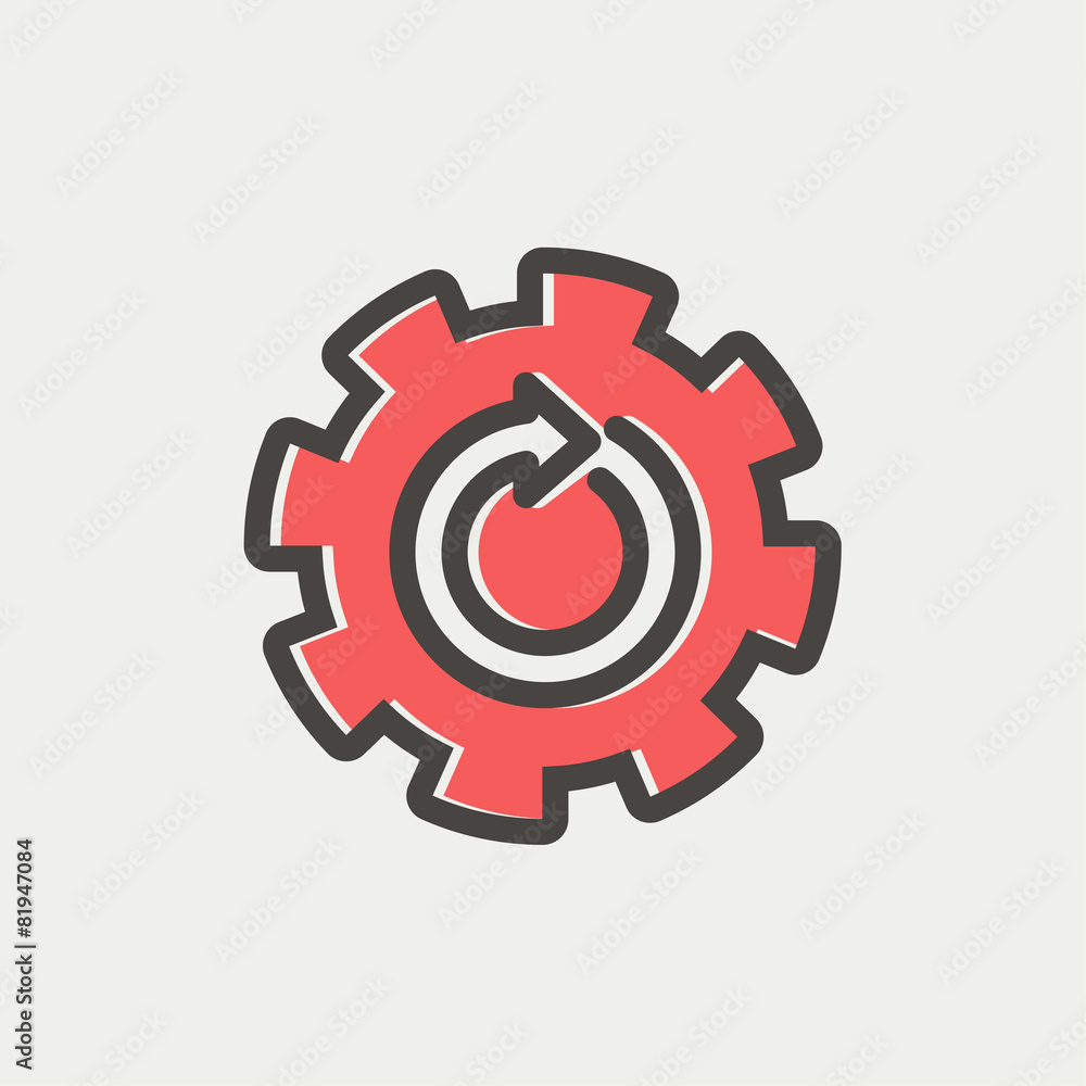 Gear wheel with arrow thin line icon Gear wheel with arrow thin line icon